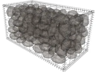 Natural Large Stone-Filled Metal Gabions 3D Model