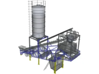Mobile Concrete Batching Plant Mixer 3D Model