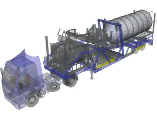 Mobile Concrete Batching Plant Mixer Unit Mobile 3D Model