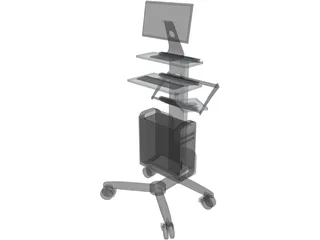 Mobile Computer Cart 3D Model