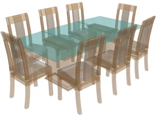 Dining Table and Chairs 3D Model