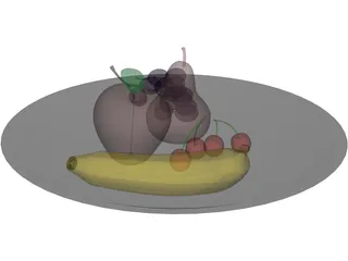 Fruits On Plate 3D Model