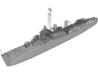 USS Kidd Destroyer 3D Model
