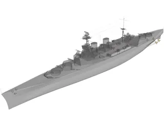 Hood Battlecruiser 3D Model