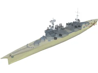 Hood Battlecruiser Refit 3D Model