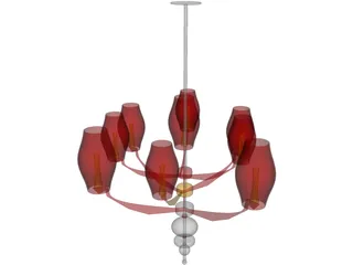 Modern Asian Chandelier 3D Model