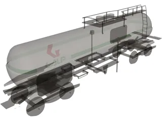 Oil Tank Train Car 3D Model