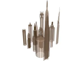 Futuristic Skyscraper Collection 3D Model