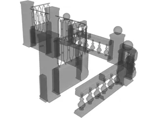 Modular Fence Parts 3D Model