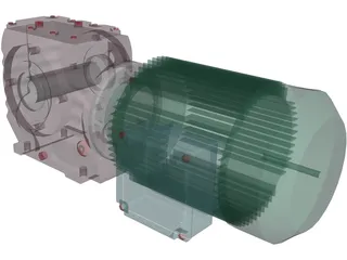 Worm Gear Motor Large 3D Model