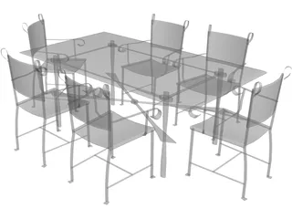 Table with Chairs 3D Model