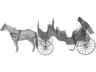 Old Style Horse Carriage 3D Model