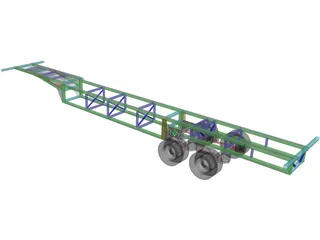 Prototype Trailer Chassis with Suspension 13.6m 3D Model