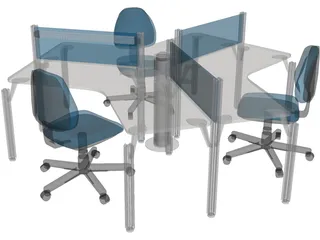 Office Table Set 3D Model