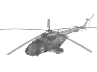 MI-8 Hip Transport Helicopter with Rocket Pods 3D Model