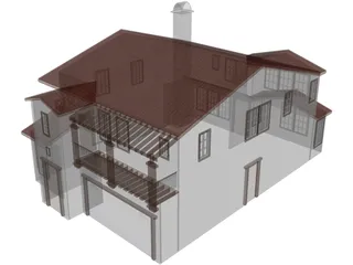 Spanish Style House 2 Story 3D Model