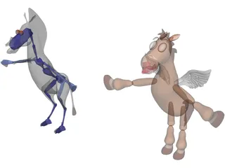 Animated Cartoon Horse 3D Model