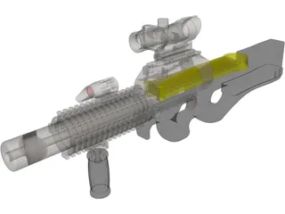 P-90 Machine Gun 3D Model