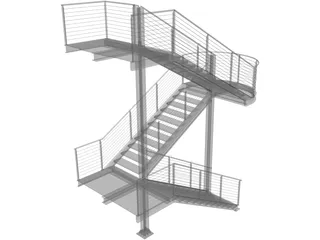 Fire Escape Stair 3D Model