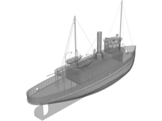 Ferry Ship (1900) 3D Model