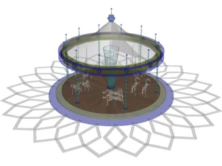 Amusement Park Carousel 3D Model