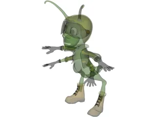 Grasshopper Cartoon 3D Model