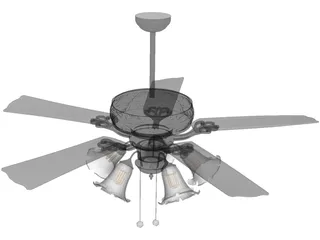 Ceiling Fan with Lamp 3D Model